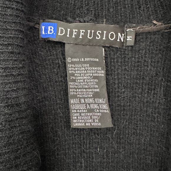 I.B. Diffusion Black Silk Angora Lambswool Cardigan Long Sleeve Sweater Size M - Picture 6 of 9